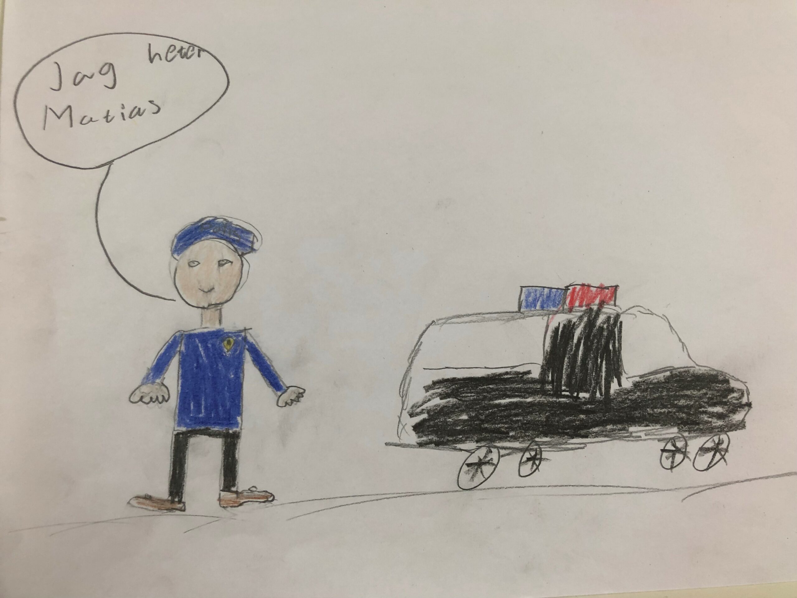 Barnteckning av en polis